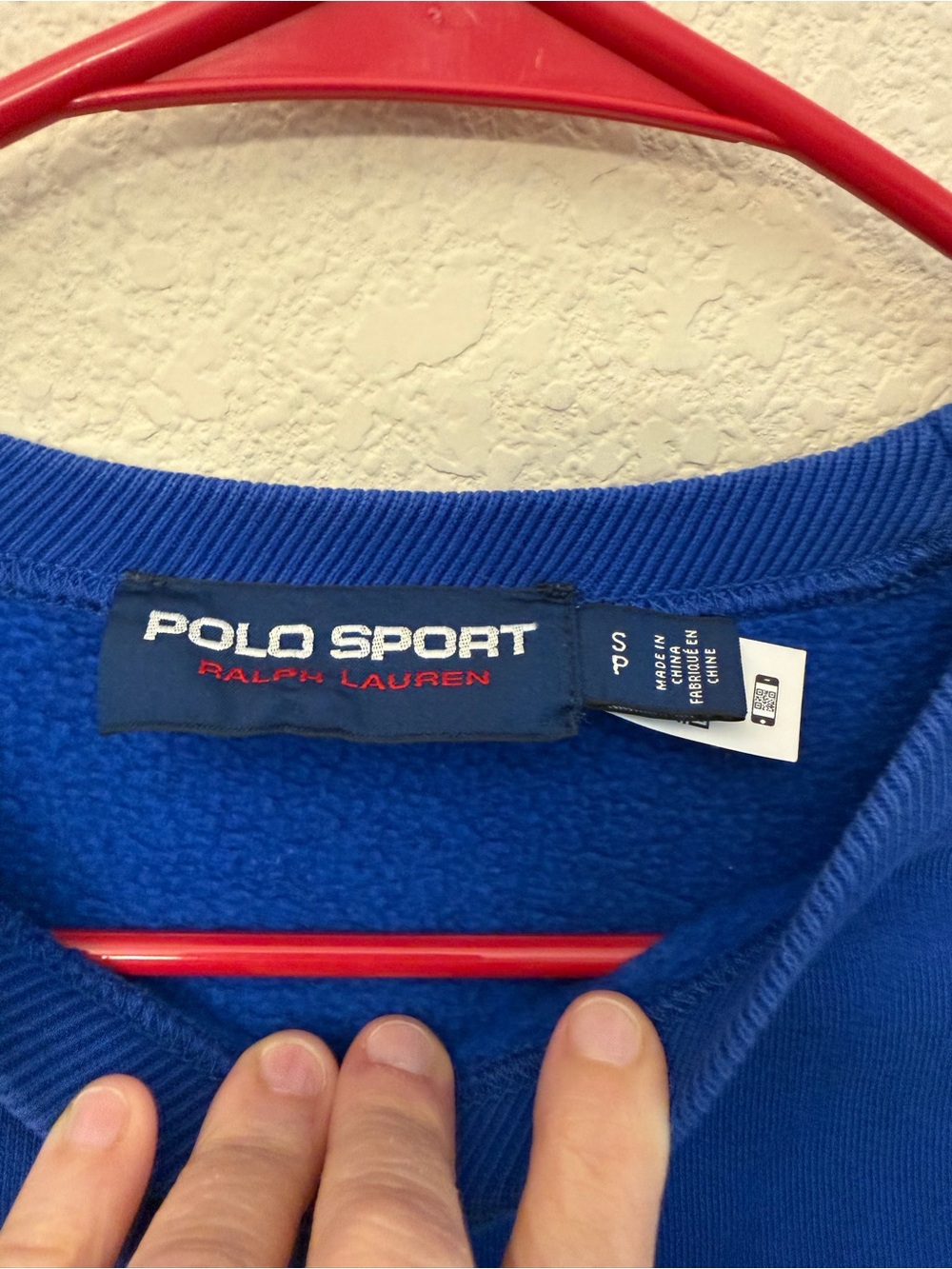 Polo Sport Ralph Lauren Blue Cropped Crewneck Sweatshirt Sz S American flag - Picture 5 of 11